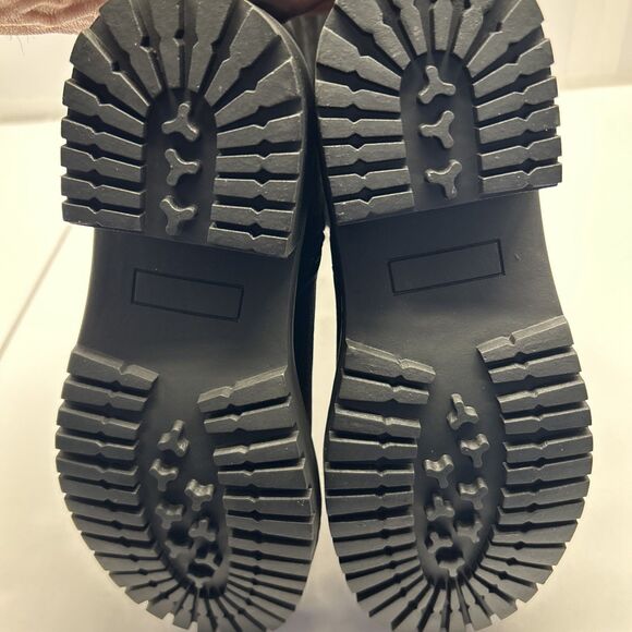 Just Fab Noel Black Caviar Flat Boots Side Zip Chunky Sole Size 6 New in Box - Picture 3 of 7